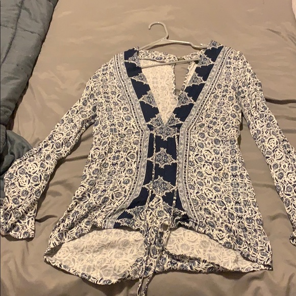 Lulus Other - Lulus blue print long sleeve romper
